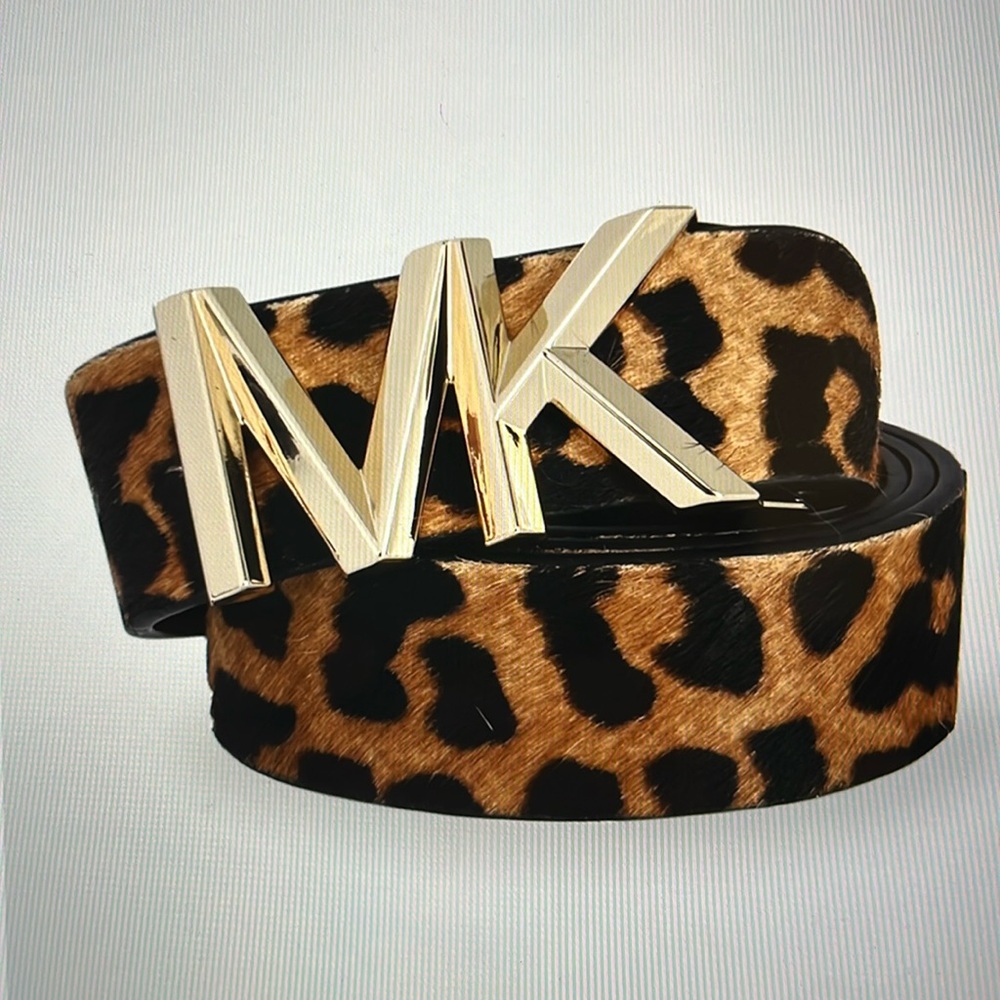 Michael Kors Karli calf hair belts, leopard